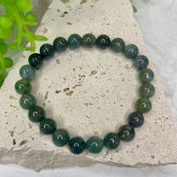 Moss Agate Bead Bracelet