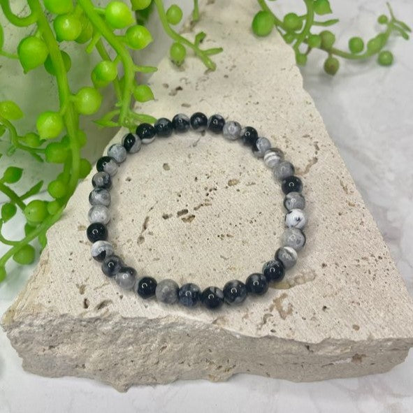 Orca Agate Bead Bracelet