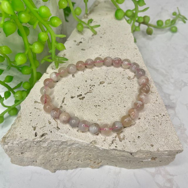 Flower Agate Bead Bracelet