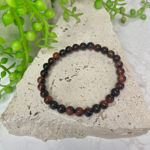 Tigers Eye - Red Bead Bracelet