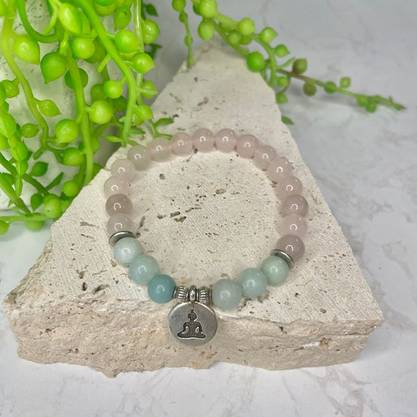 Caribbean Calcite & Rose Quartz Bead Bracelet