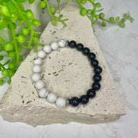 Black Obsidian & Howlite Bead Bracelet