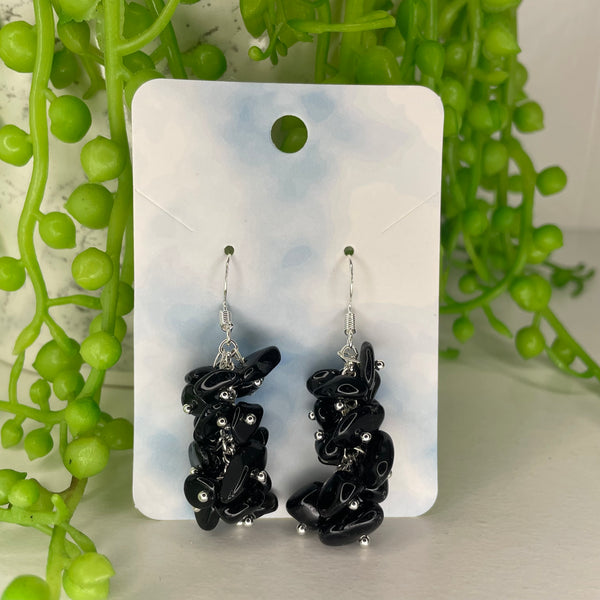 Black Obsidian Chip Earrings