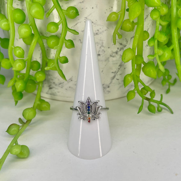 Rainbow Chakra Lotus SS Ring