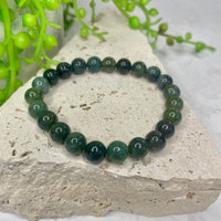 Moss Agate Bead Bracelet