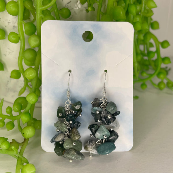 Moss Agate Chip Earrings