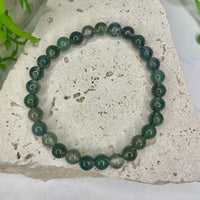 Moss Agate Bead Bracelet