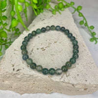 Moss Agate Bead Bracelet