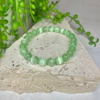 Selenite - Green Bead Bracelet (Dyed)