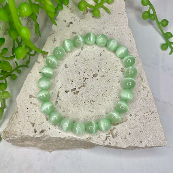 Selenite - Green Bead Bracelet (Dyed)