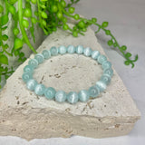 Selenite - Light Blue Bead Bracelet (Dyed)