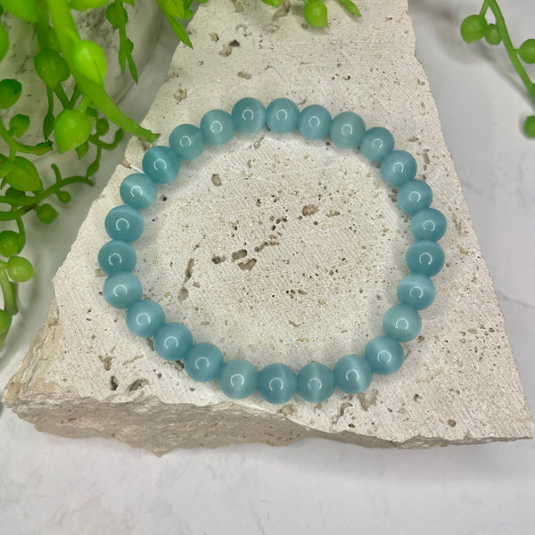 Selenite - Blue Bead Bracelet (Dyed)