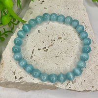 Selenite - Blue Bead Bracelet (Dyed)