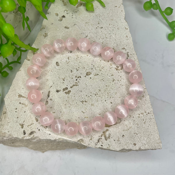 Selenite - Light Pink Bead Bracelet (Dyed)