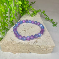 Selenite - Blue/Pink Bead Bracelet (Dyed)