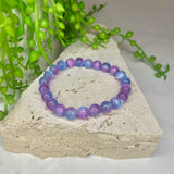 Selenite - Blue/Pink Bead Bracelet (Dyed)