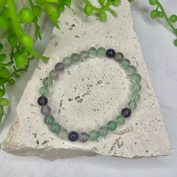 Rainbow Fluorite Bead Bracelet
