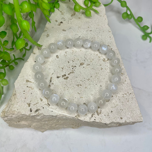 Rainbow Moonstone Bead Bracelet