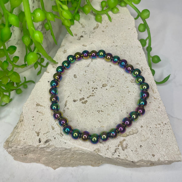Aura Hematite Bead Bracelet