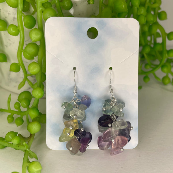 Rainbow Fluorite Chip Earrings
