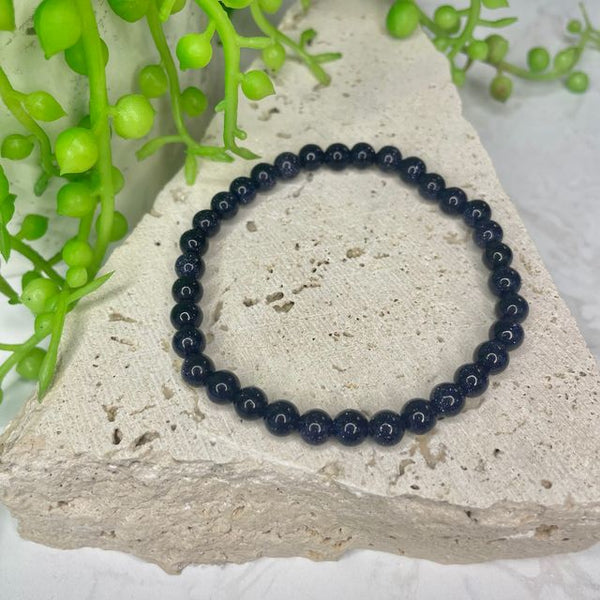 Blue Goldstone Bead Bracelet