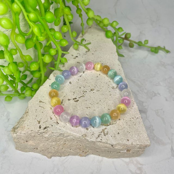 Selenite Bead Bracelet (Dyed)