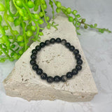 Silver Obsidian Bead Bracelet