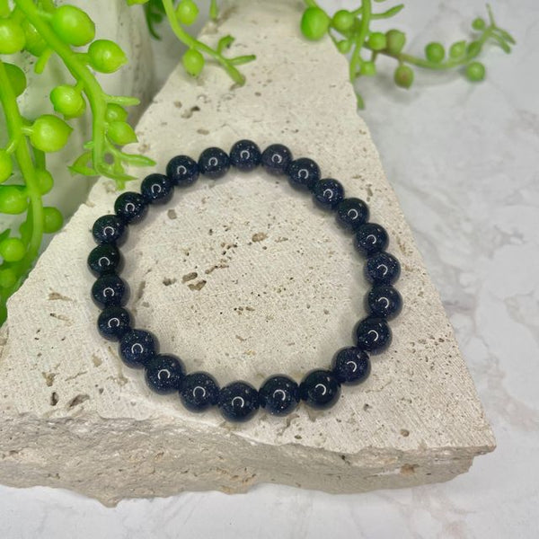 Blue Goldstone Bead Bracelet
