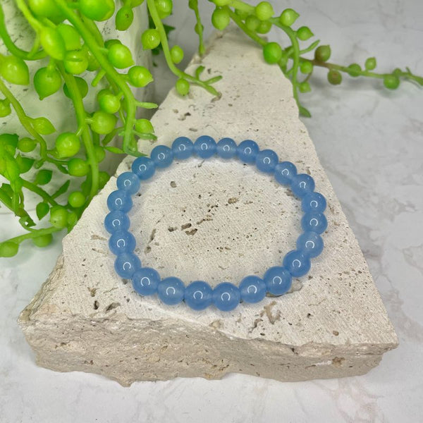 Chalcedony - Blue Bead Bracelet