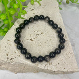 Silver Obsidian Bead Bracelet