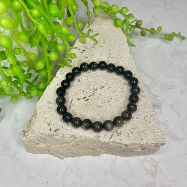 Gold Obsidian Bead Bracelet