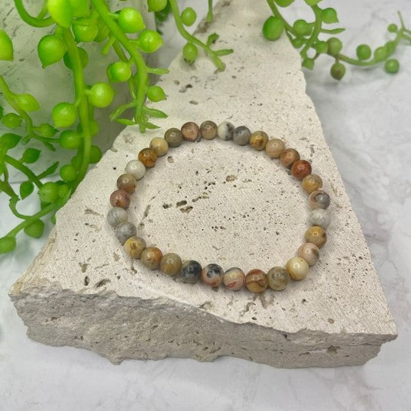 Crazy Lace Agate Bead Bracelet
