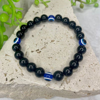 Black Obsidian Evil Eye Bead Bracelet