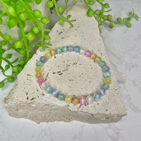 Selenite Bead Bracelet (Dyed)
